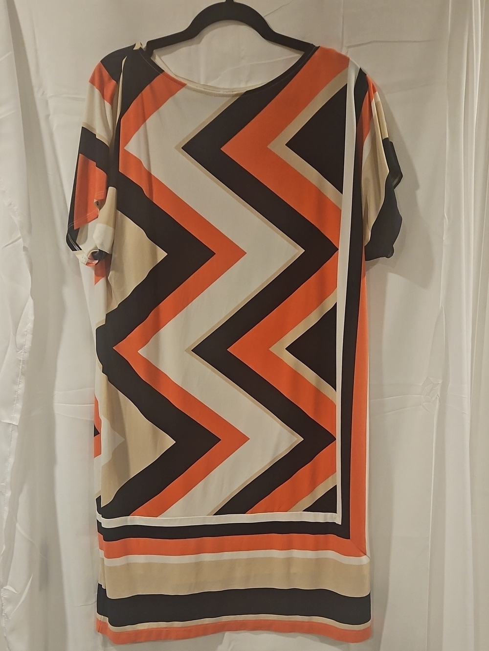 Studio One Chevron Tunic Top in Orange, Black & Cream